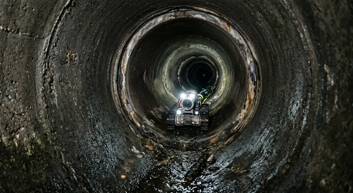 Robotic sewer camera inspecting pipe interior for Sewer Line Cleaning in Berryville